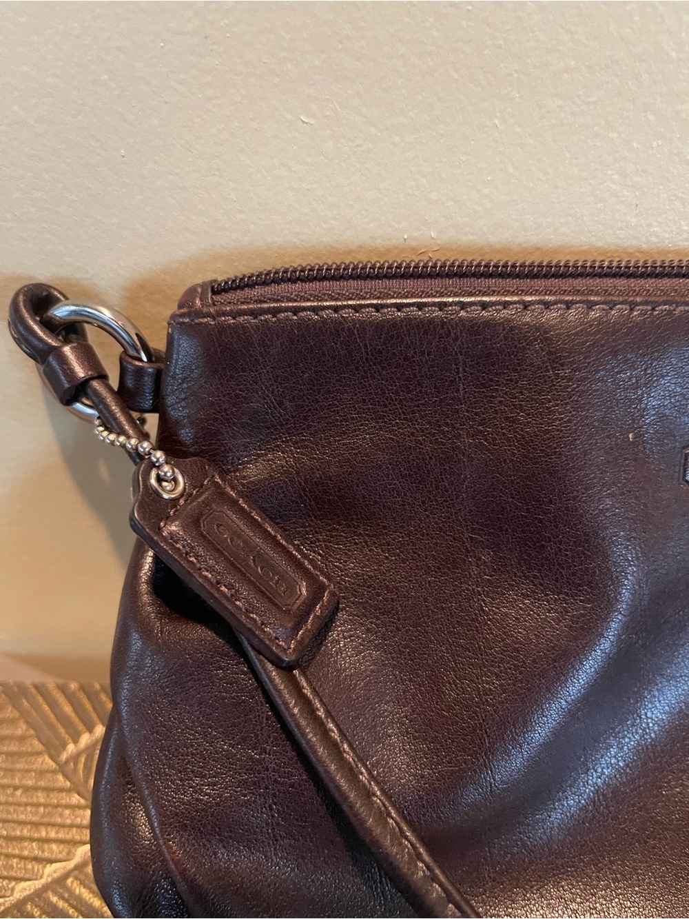 COACH Dark Brown Leather Shoulder Clutch - Picture 4 of 8